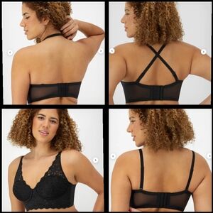 38D MAIDENFORM lightly lined convertible black bra lace no wire bralette DM118